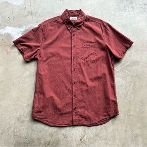 Taylor Stitch Organic Cotton Shirt Men Size 44 Burgundy Textured Short sleeve